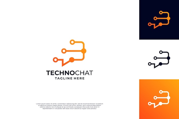 Diseño del logotipo de la tecnología de chat con conexión de puntos