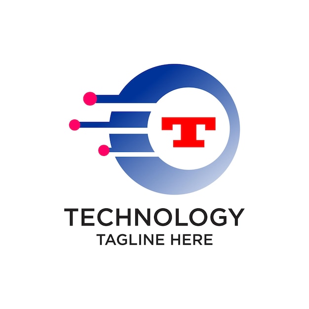 Diseño de logotipo de tecnología concepto simple Vector Premium