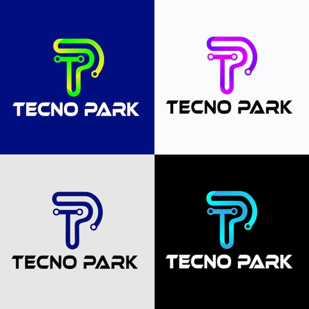 Diseño de logotipo de tecnología Conjunto de líneas infinitas gradientes Diseño de logotipo innovador de logotipo de alta tecnología