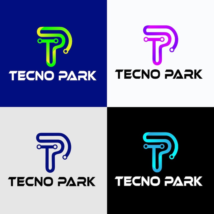 Vector diseño de logotipo de tecnología conjunto de líneas infinitas gradientes diseño de logotipo innovador de logotipo de alta tecnología