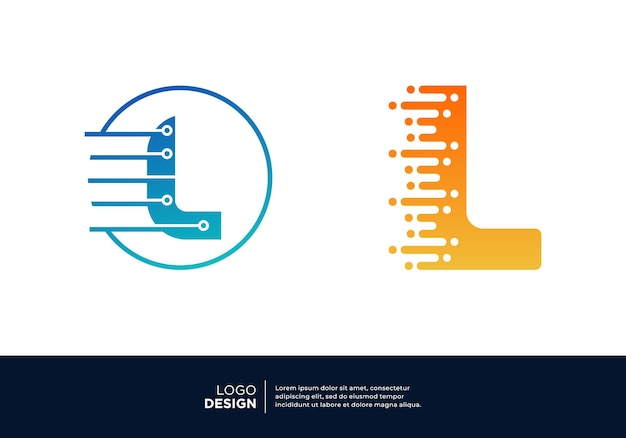 Diseño del logotipo de la tecnología digital inicial de la letra L