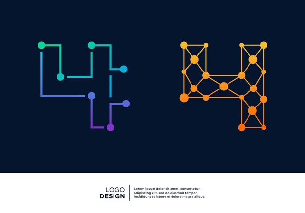 Diseño del logotipo de la tecnología digital inicial número 4