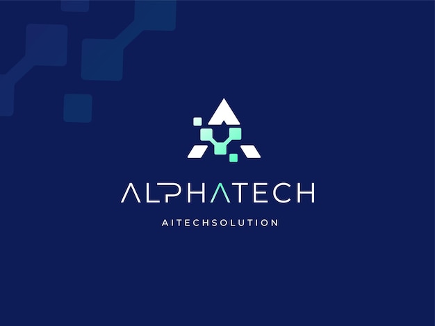 Diseño del logotipo de la tecnología de enlace de alambre de píxeles con acceso analítico con datos digitales
