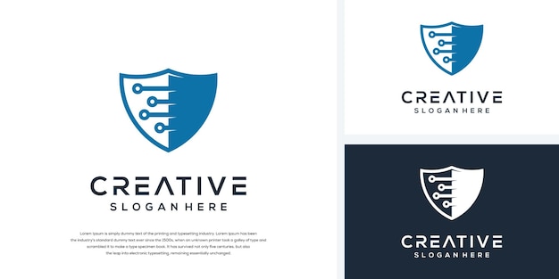 Diseño de logotipo de tecnología de escudo