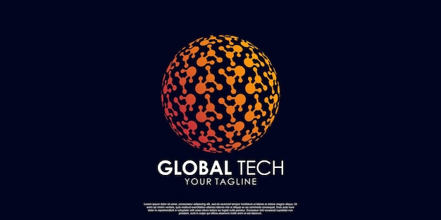 Diseño de logotipo de tecnología global Vector Premium