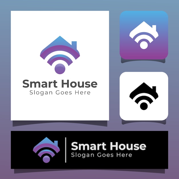 Diseño de logotipo de tecnología de hogar inteligente de color moderno