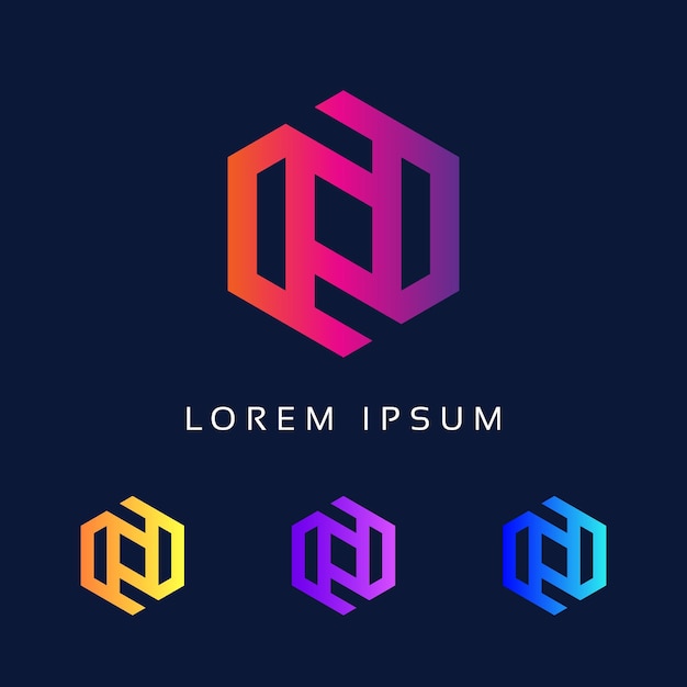 Diseño de logotipo de tecnología de letra n forma de polígono elemento de fuente n icono único estilo minimalista colorido