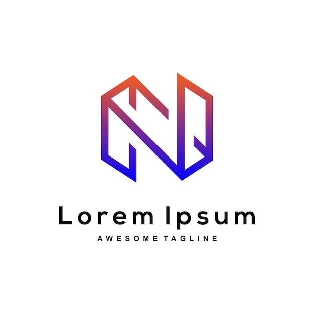 Diseño de logotipo de tecnología de letra n