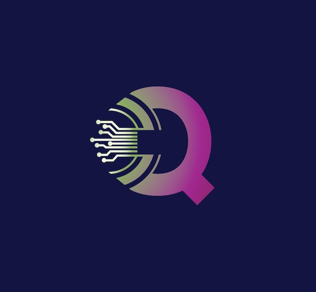 Diseño de logotipo de tecnología de letra Q con diseño moderno de servicio de comunicación