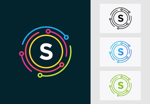 Diseño de logotipo de tecnología de letra S. Símbolo de logotipo de red