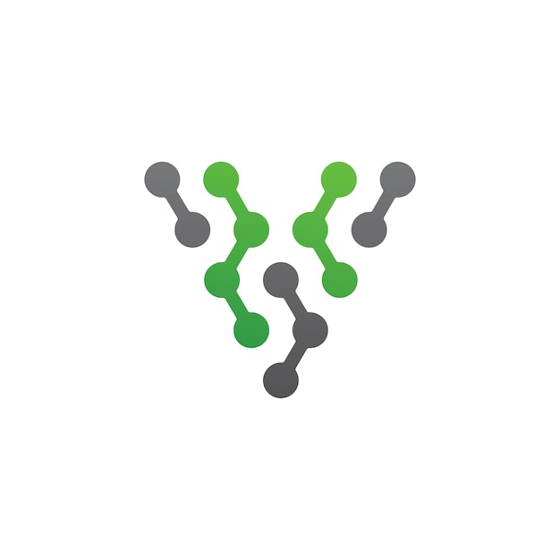 Diseño del logotipo de la tecnología de la letra V con fondo blanco