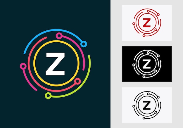 Diseño de logotipo de tecnología de letra Z. Símbolo de logotipo de red