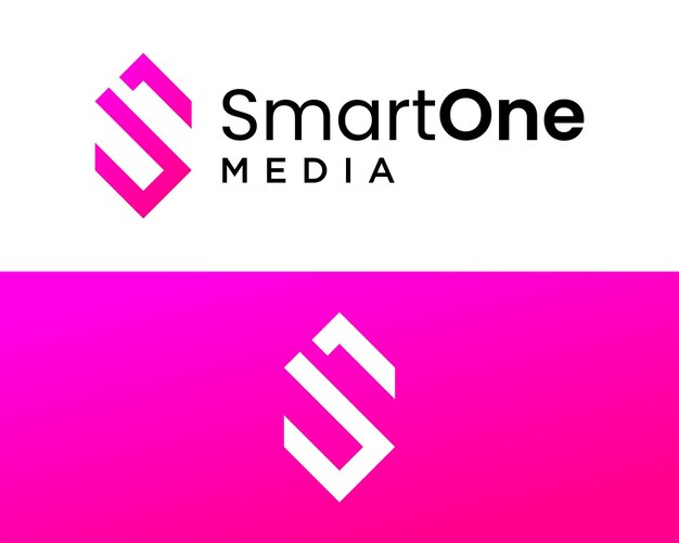 Diseño del logotipo de la tecnología multimedia con la letra S y el número 1 monograma