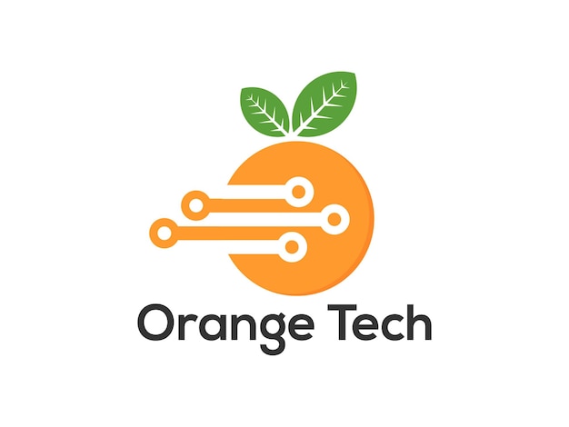 Vector diseño de logotipo de tecnología naranja