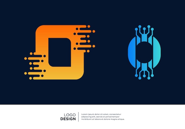 Vector diseño de logotipo de tecnología número 0 diseño de logotipo creativo y moderno