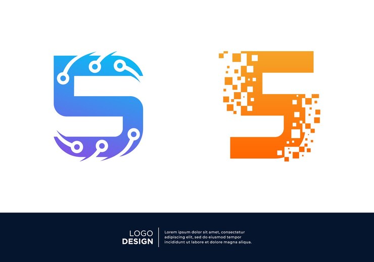 Vector diseño de logotipo de tecnología número 5 diseño de logotipo creativo y moderno
