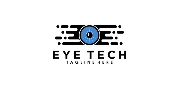 Diseño de logotipo de tecnología ocular con vector premium de concepto creativo