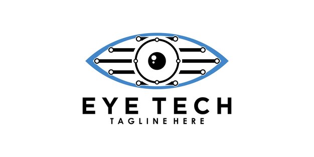 Diseño de logotipo de tecnología ocular con vector premium de concepto creativo