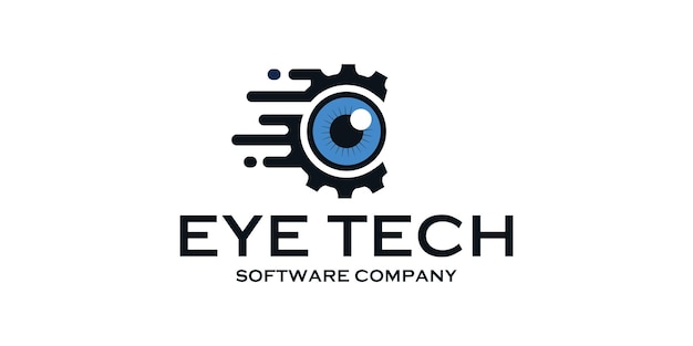 Diseño de logotipo de tecnología de ojos creativos.