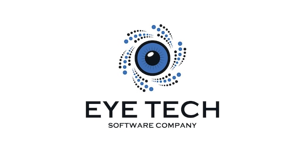 Diseño de logotipo de tecnología de ojos creativos.