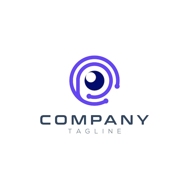 Diseño de logotipo de tecnología de ojos de letra P