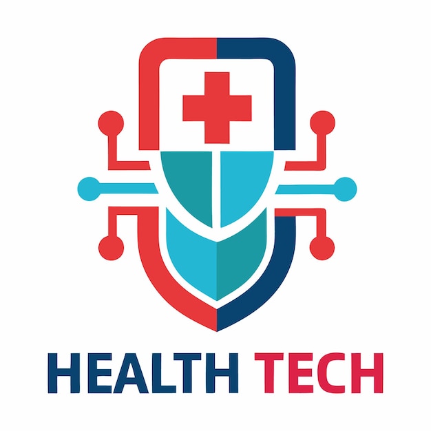 Diseño del logotipo de la tecnología sanitaria en fondo blanco