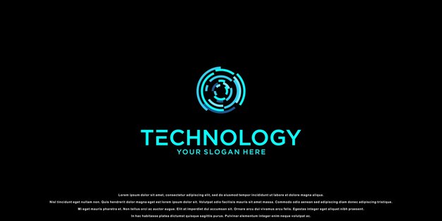 Diseño de logotipo de tecnología simple con vector premium de concepto de naturaleza