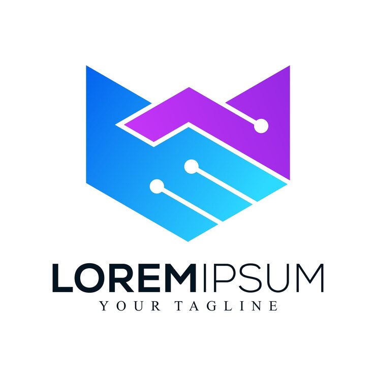 Vector diseño de logotipo de tecnología de trato abstracto