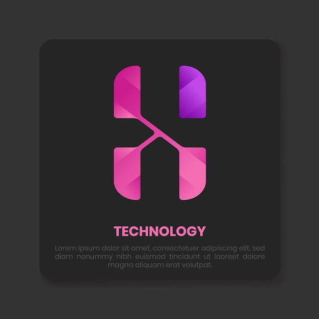 Vector diseño de logotipo tecnológico con colores de gradiente