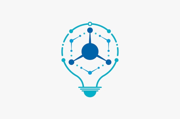 Diseño del logotipo tecnológico con concepto de lámpara.