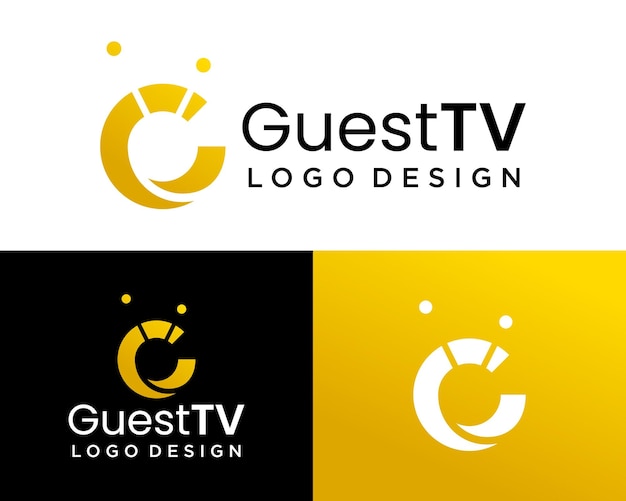 Vector diseño del logotipo de televisión con la letra g monograma