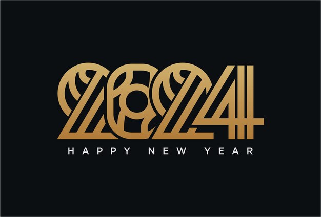 Diseño de logotipo de tendencia 2024 para cartel de bienvenida al año nuevo 2024, diseño de feliz año nuevo 2024 para portada