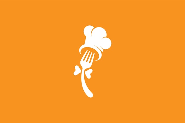 Diseño del logotipo del tenedor con combinación de sombrero de chef