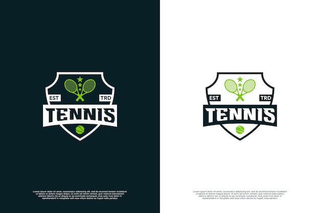 Diseño del logotipo del tenis con el emblema del escudo
