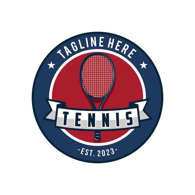 Diseño del logotipo del tenis plantilla de insignia deportiva Ilustración vectorial