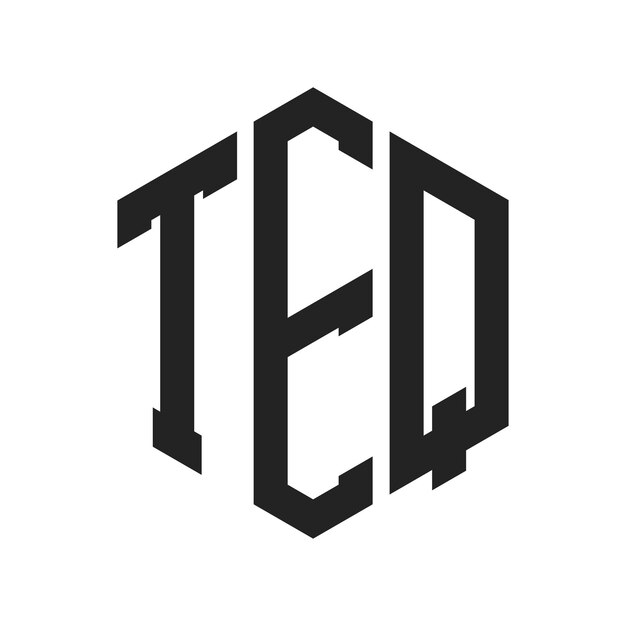 Diseño del logotipo TEQ Letra inicial TEQ Monograma Logotipo con forma de hexágono