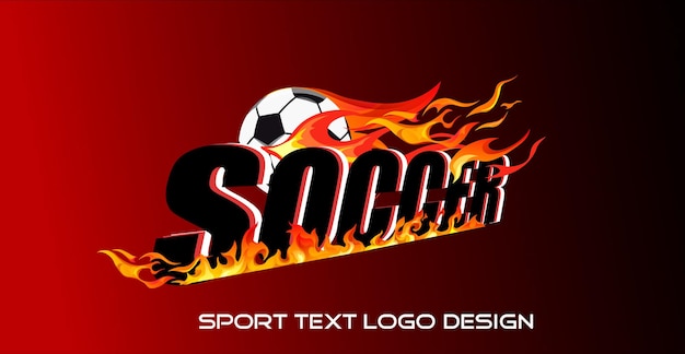 Diseño de logotipo de texto deportivo vectorial con efecto de fuego