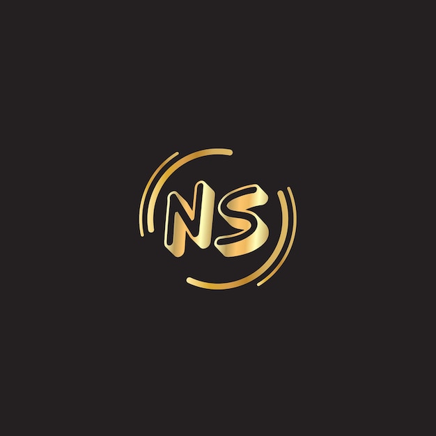 Diseño de logotipo de texto NS de color dorado