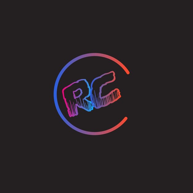 Diseño de logotipo de texto RC de color degradado