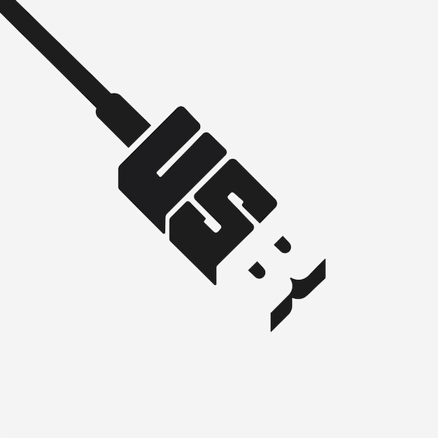 Diseño de logotipo de texto usb vectorial