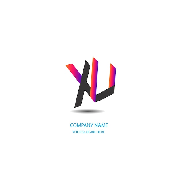 Diseño de logotipo de texto XU de color degradado