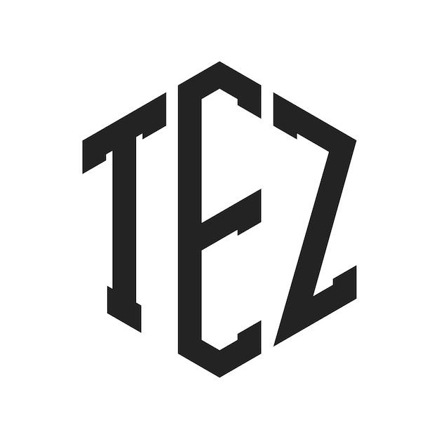 Diseño del logotipo TEZ Letra inicial TEZ Monograma Logotipo con forma de hexágono