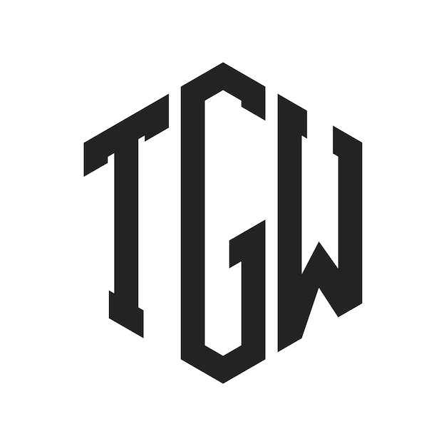 Diseño del logotipo de TGW Letra inicial Logotipo del monograma de TGW con forma de hexágono