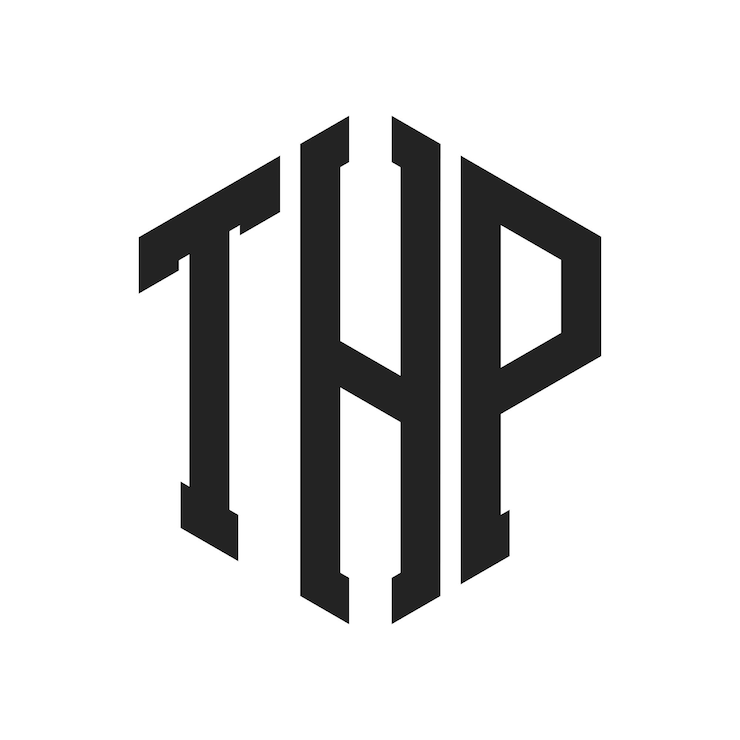 Vector diseño del logotipo thp letra inicial thp monograma logotipo con forma de hexágono