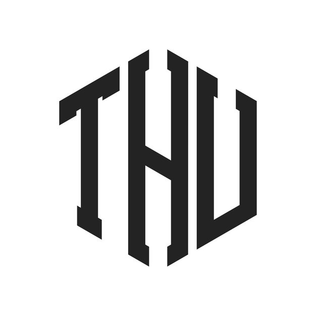 Diseño del logotipo THU Letra inicial THU Monograma Logotipo con forma de hexágono