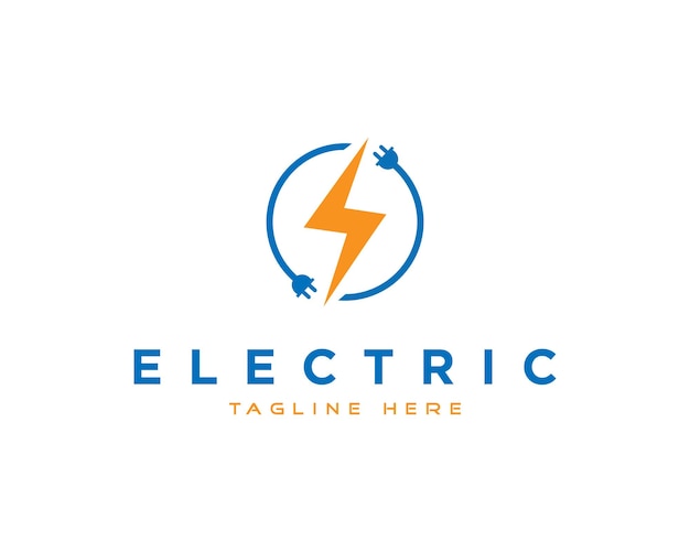 Diseño del logotipo de Thunderbolt Energy Flash Power con plantilla vectorial de símbolos de enchufe eléctrico