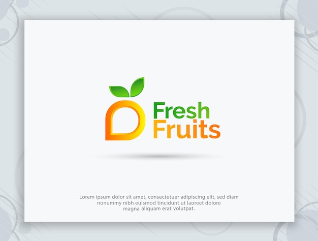 Diseño de logotipo de tienda de frutas y logotipo de letra.