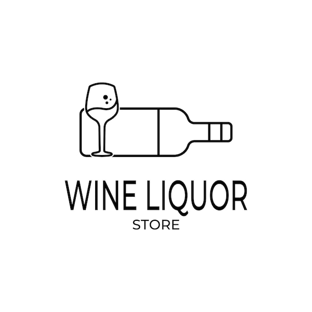Diseño del logotipo de la tienda de licor de vino Estilo artístico de la línea