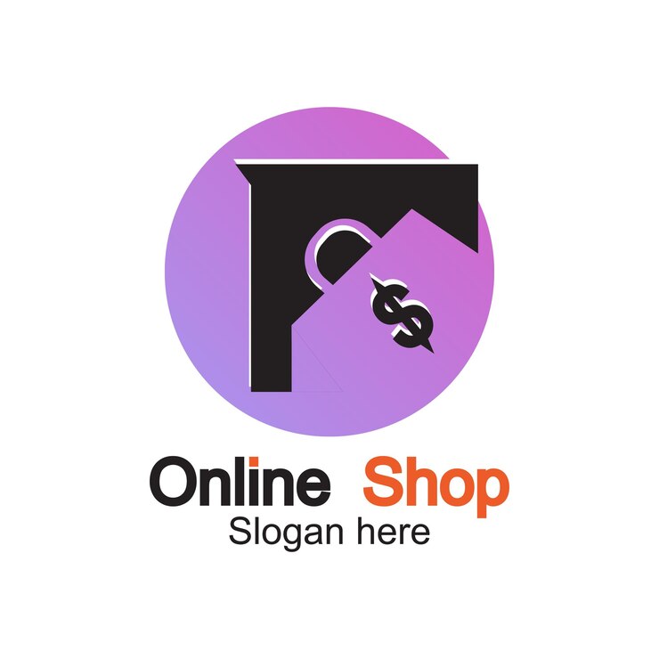 Vector diseño del logotipo de la tienda en línea concepto simple vector premium