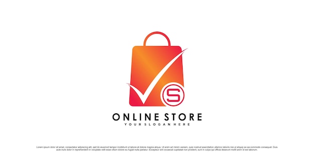 Diseño de logotipo de tienda en línea para icono de negocio de comercio con concepto de estilo moderno Vector Premium